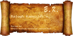Balogh Kasszián névjegykártya
